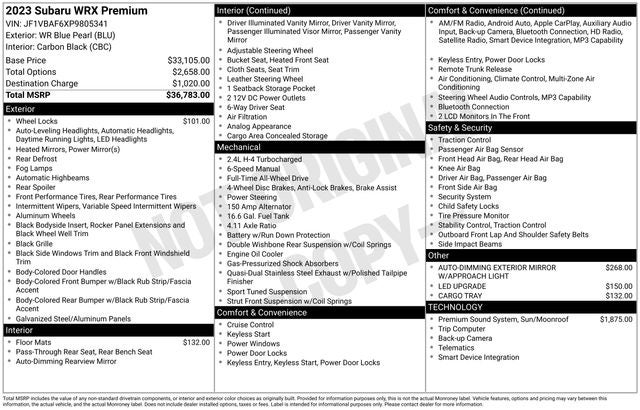 2023 Subaru WRX Premium