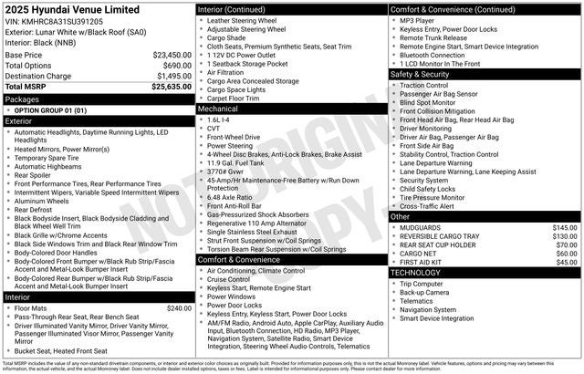 2025 Hyundai VENUE Limited