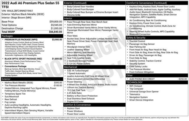 2022 Audi A6 Sedan Premium Plus