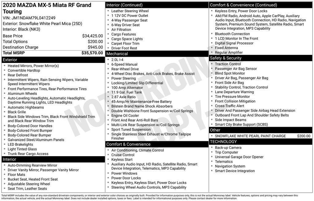 2020 Mazda Mazda Miata RF Grand Touring
