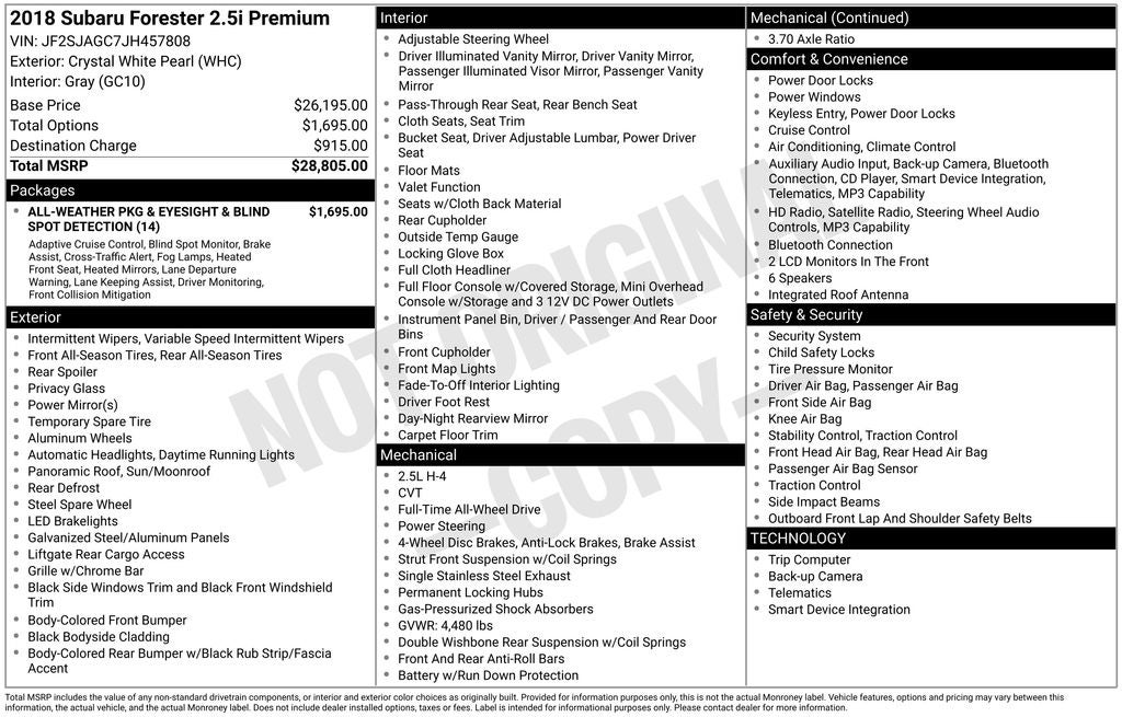 2018 Subaru Forester 2.5i Premium