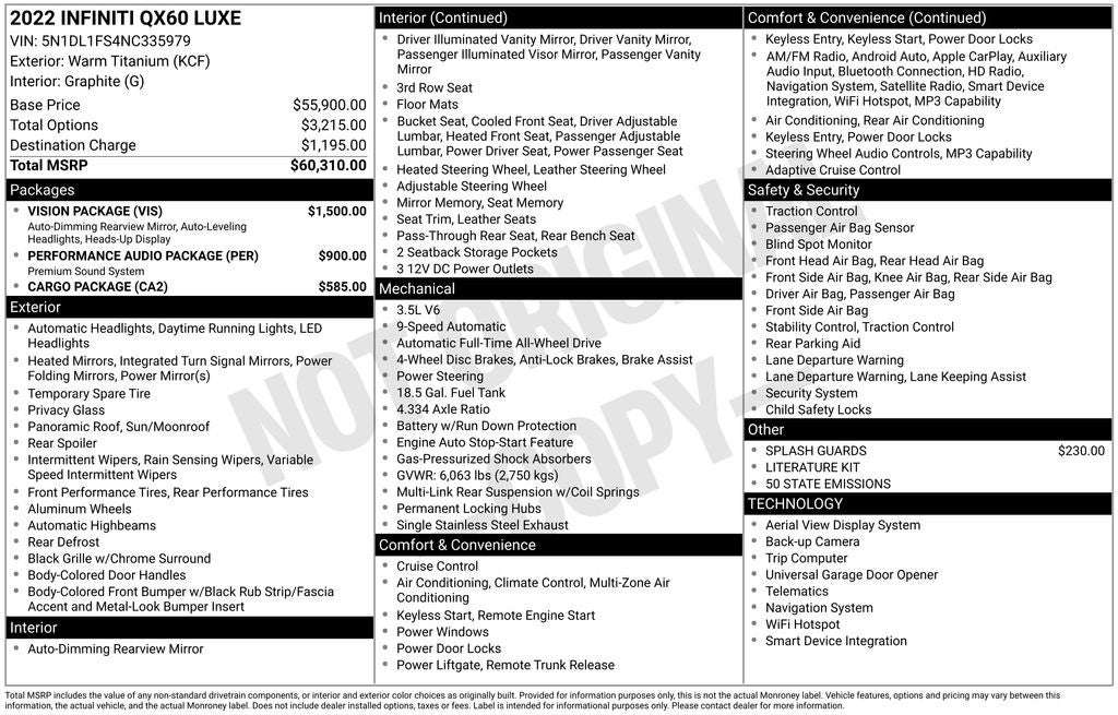 2022 INFINITI QX60 LUXE