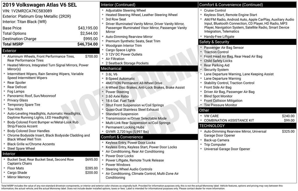 2019 Volkswagen Atlas SEL 4Motion