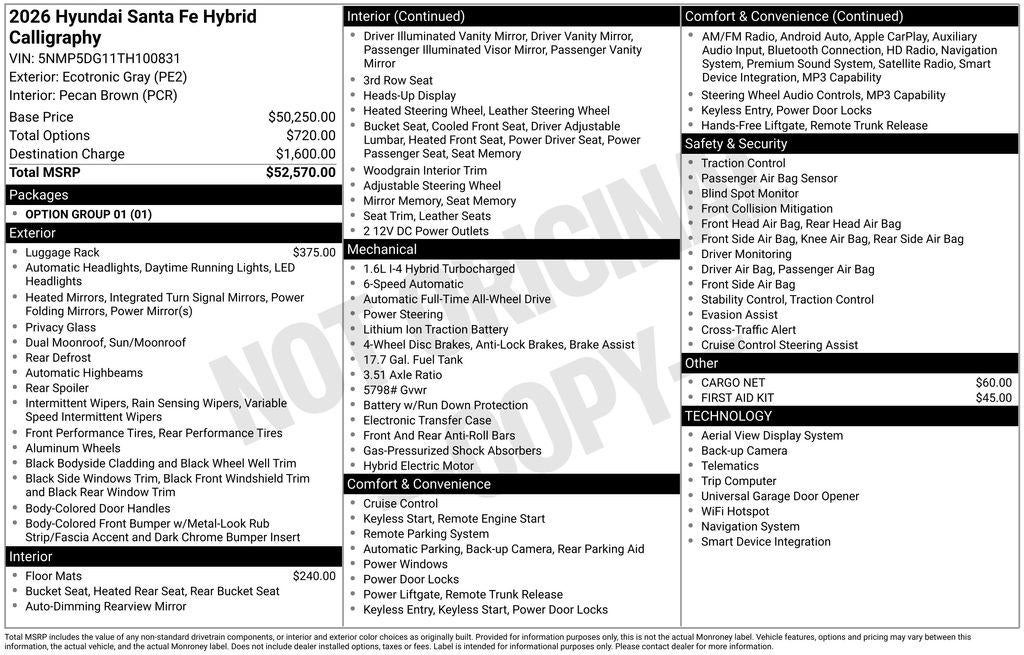 2026 Hyundai SANTA FE HYBRID Calligraphy