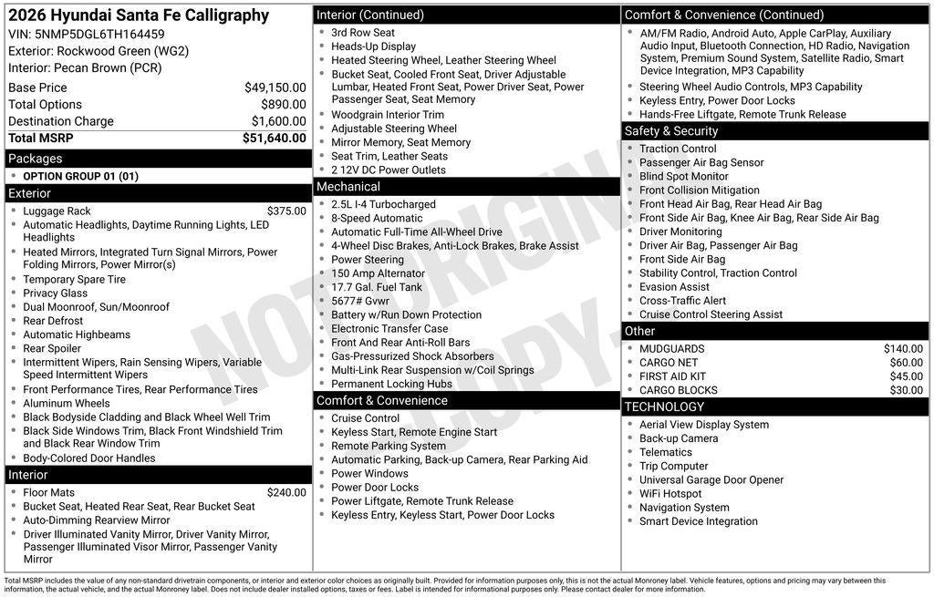 2026 Hyundai SANTA FE Calligraphy AWD