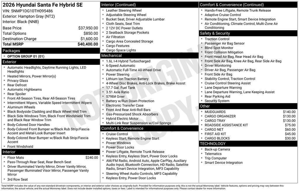 2026 Hyundai SANTA FE HYBRID SE