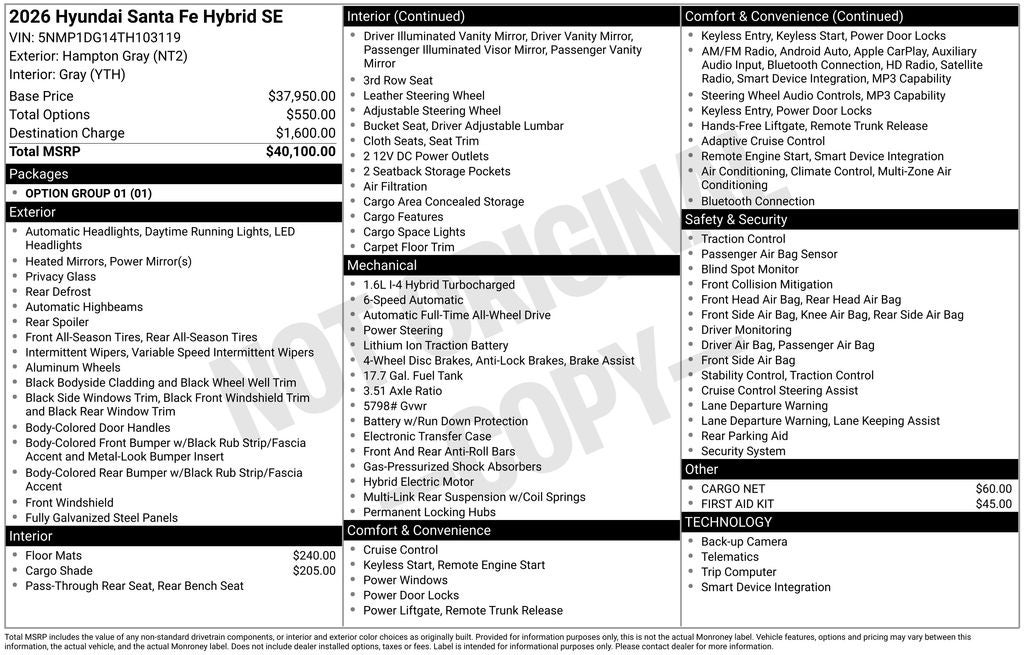 2026 Hyundai SANTA FE HYBRID SE