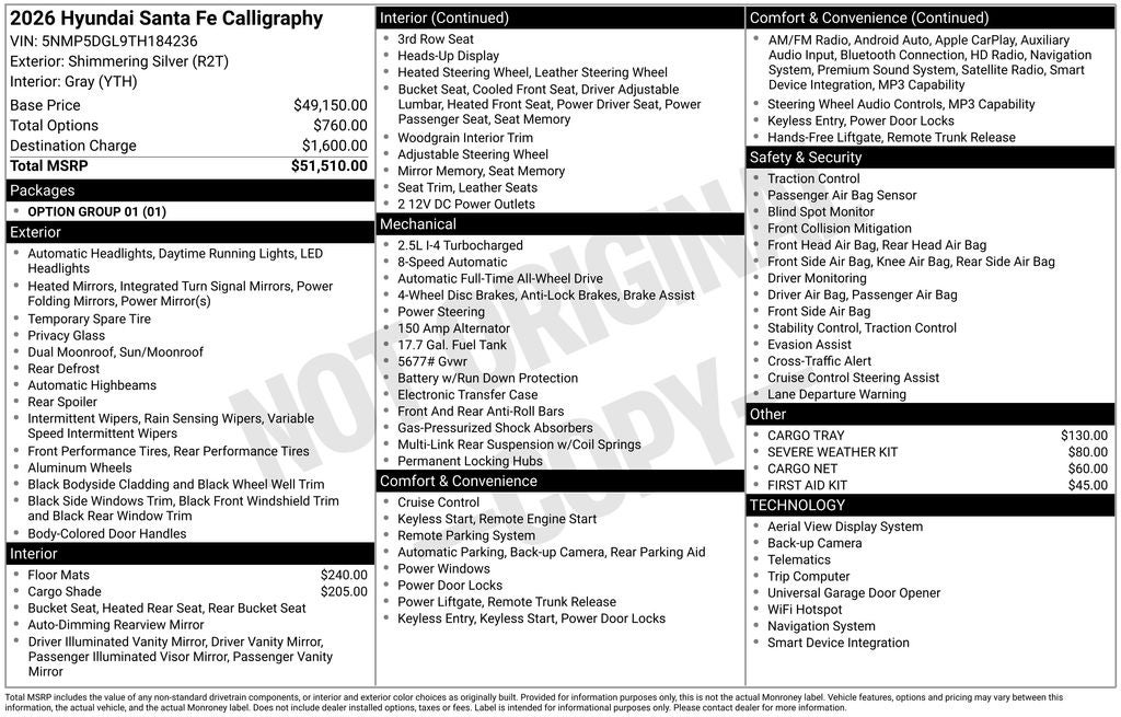 2026 Hyundai SANTA FE Calligraphy AWD