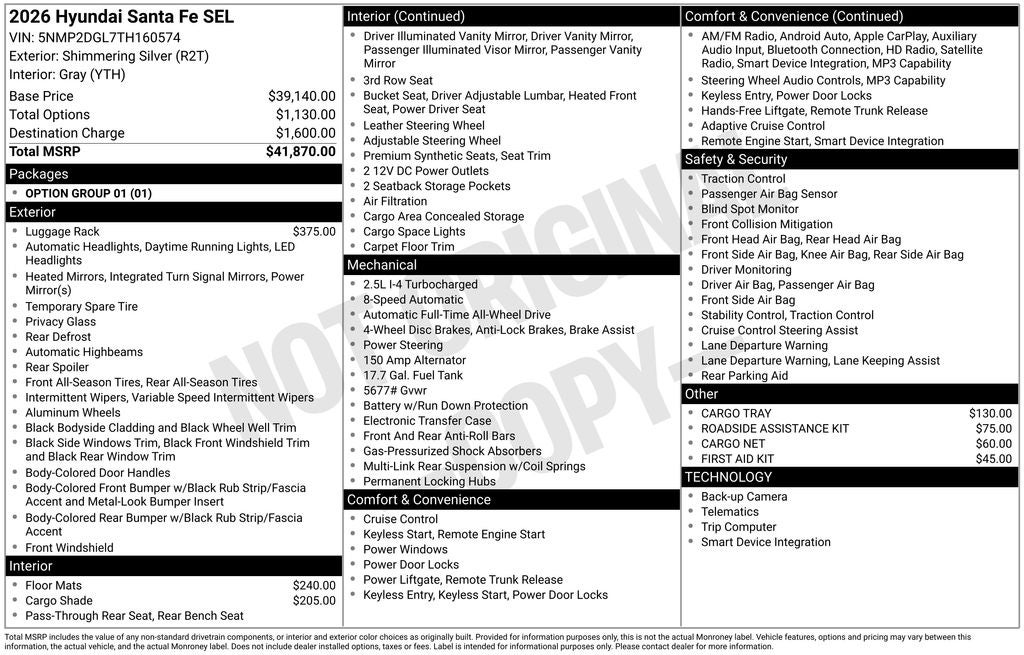 2026 Hyundai SANTA FE SEL AWD