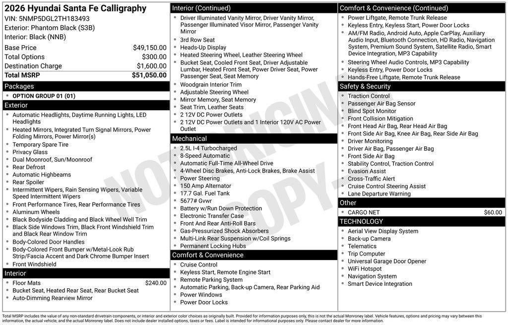 2026 Hyundai SANTA FE Calligraphy AWD